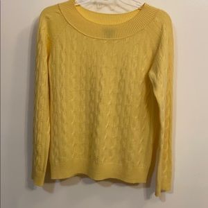 Talbots Cashmere yellow petite cable sweater.